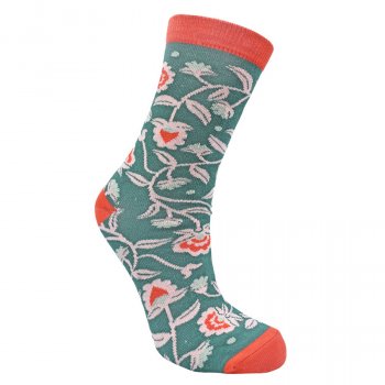 Red Flowers Bamboo Socks - UK3-7