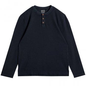 White Stuff Helston Organic Waffle Henley T-Shirt - Dark Navy