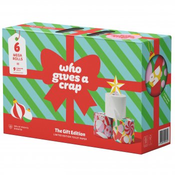 Who Gives a Crap Christmas Gift Edition Extra Soft Bamboo Toilet Tissue - 6 Mega Rolls