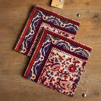 Classic Block Printed Floral Napkins - Set of 2