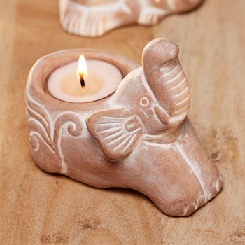 Terracotta Elephant Tealight Holder