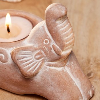 Terracotta Elephant Tealight Holder