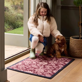 Paisley Floral Burgundy Doormat - 65 x 85cm