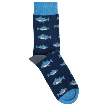 Doris & Dude Blue Shark Bamboo Socks - UK 7-11