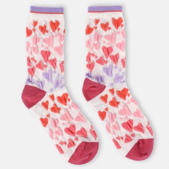 Thought Crinkle Texture Love Heart Bamboo Socks in a Box - Stone White - UK4-7