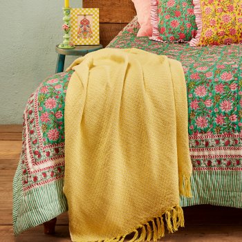 Sanganeri Block Printed Reversible Quilt - Sea Green