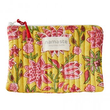 Sanganeri Block Printed Purse - Yellow
