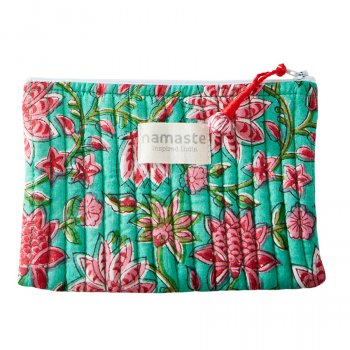 Sanganeri Block Printed Purse - Sea Green