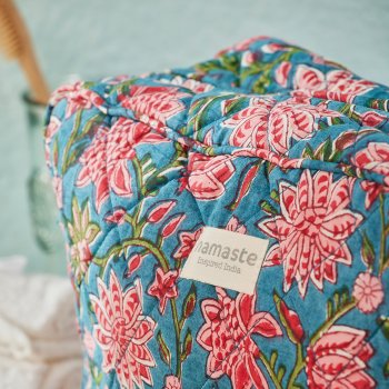 Sanganeri Block Printed Washbag - Blue