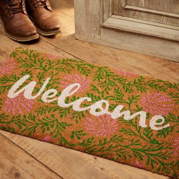 Welcome Floral Coir Doormat