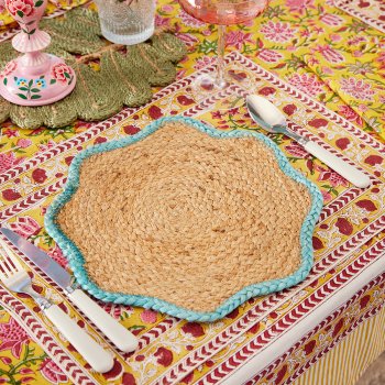 Wavy Jute Placemats - Blue - Set of 2