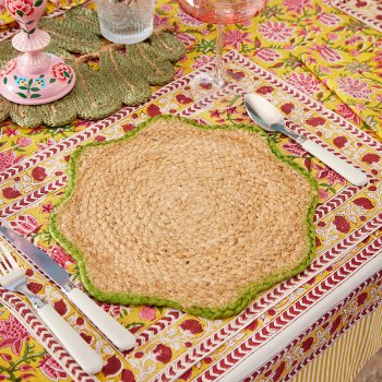 Wavy Jute Placemats - Green - Set of 2