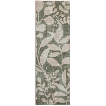 Eco-Washable Green Eden Leaves  Runner  - 75 x 220cm