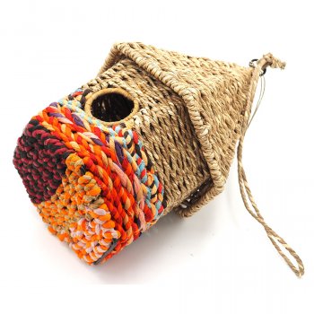 Munja & Reclaimed Sari Fabric Hexagonal Bird Nester