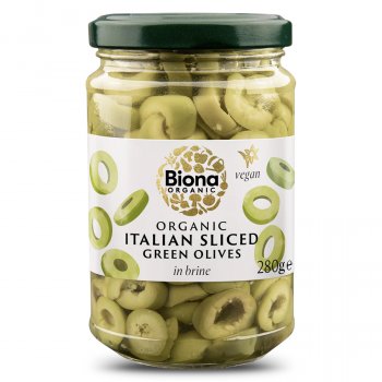 Biona Organic Sliced Green Olives in Brine - 280g