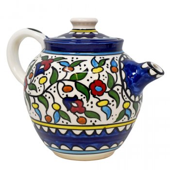 Floral Colourful Hand Painted Ceramic Tea Pot - Navy