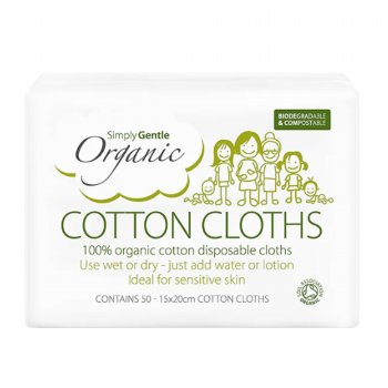 Simply Gentle Organic Cotton Cloths - 50 Cloths