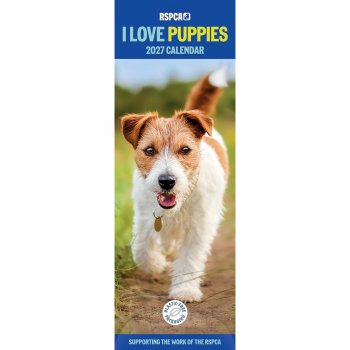 RSPCA I Love Puppies 2027 Slim Wall Calendar