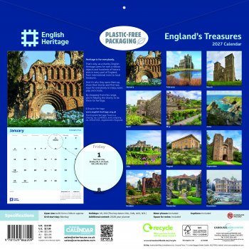 English Heritage England Treasures 2027 Wall Calendar