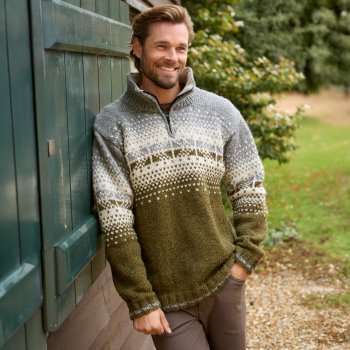 Mens Loch Ness Half Zip - Moss