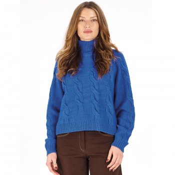 Komodo Womens Broken Cable Knit Jumper - Cobalt