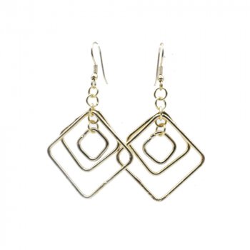 Interlocking Squares Gold Coloured Earrings