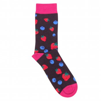 Doris & Dude Black Strawberry Bamboo Socks - UK 3-7