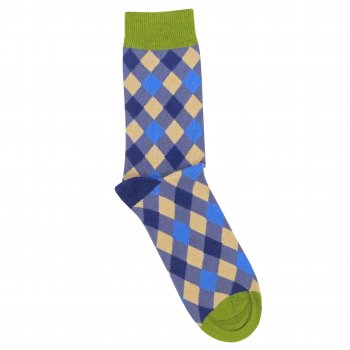 Doris & Dude Blue Diamond Bamboo Socks - UK 7-11