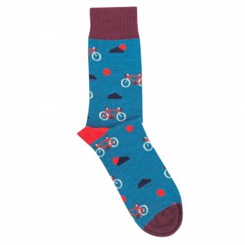 Doris & Dude Teal Bike Merino Wool Socks - UK 7-11