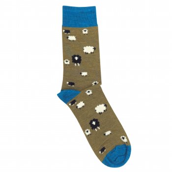 Doris & Dude Green Sheep Merino Wool Socks - UK 7-11