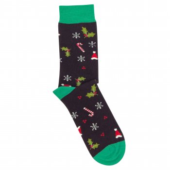 Doris & Dude Black Christmas Bamboo Socks - UK 7-11