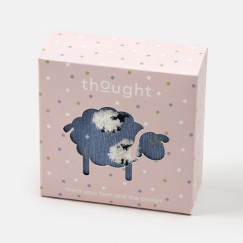 Thought Fluffy Grazing Sheep Bamboo Socks Gift Box - Blue - UK 4-7