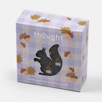 Thought Nut & Nest Squirrel Bamboo Socks Gift Box - Dark Grey - UK 4-7