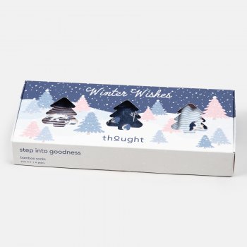 Thought Wild Winter Animals Gathering Bamboo Socks Gift Box - UK 4-7 - 3 Pairs