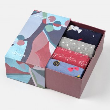 Thought Carole Organic Cotton Christmas Socks Gift Box - UK 4-7 - 4 Pairs