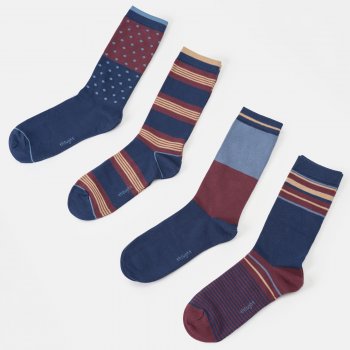 Thought Gentlemens Classic Patterns Organic Cotton Socks Gift Box - UK 7-11 - 4 Pairs