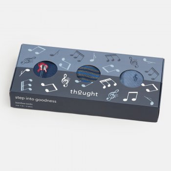 Thought Music Rock & Stroll Bamboo Socks Gift Box - UK 7-11 - 3 Pairs