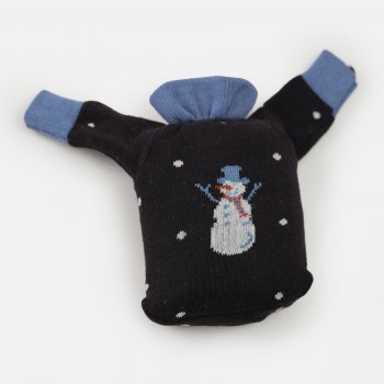 Thought Happy Snowman Organic Cotton Christmas Jumper Socks In a Bag - Black - UK 7-11