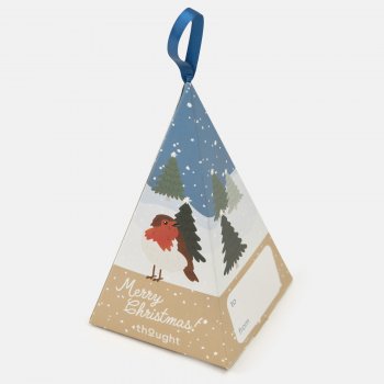 Thought Festive Robin Organic Cotton Hangable Socks Gift Box - Navy - UK 7-11