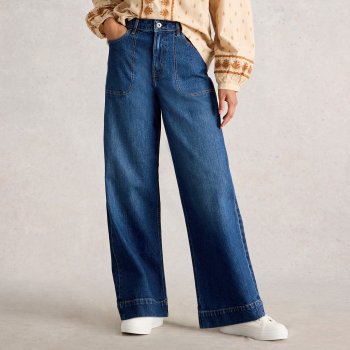 White Stuff Tia Organic Wide Leg Jeans - Dark Denim