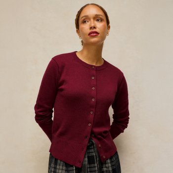 White Stuff Lois Organic Cardi - Dark Plum
