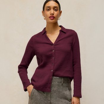 White Stuff Annie Organic Double Cloth Shirt - Dark Plum