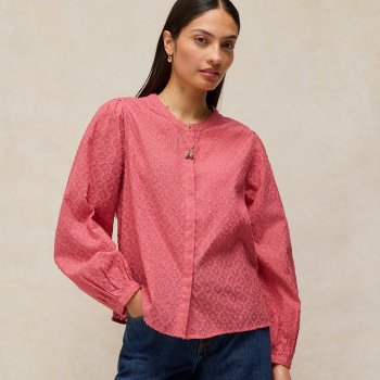 White Stuff Lana Organic Jacquard Top - Mid Pink