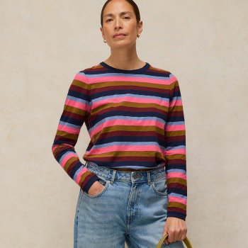 White Stuff Clara Stripe Long Sleeve Tee - Pink