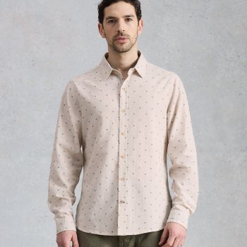 White Stuff Douglas Long Sleeve Dobby Organic Shirt - Natural