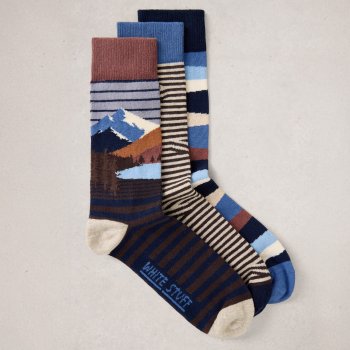 White Stuff Organic Forest Explorer Ankle Socks - Grey Marl - 3 Pairs