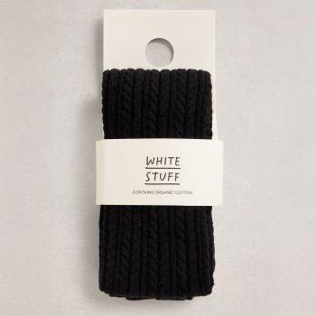White Stuff Patty Pattern Organic Tights - Pure Black
