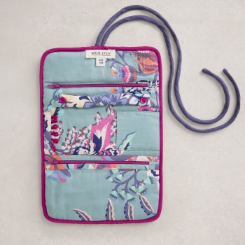 White Stuff Organic Printed Jewellery Roll - Blue