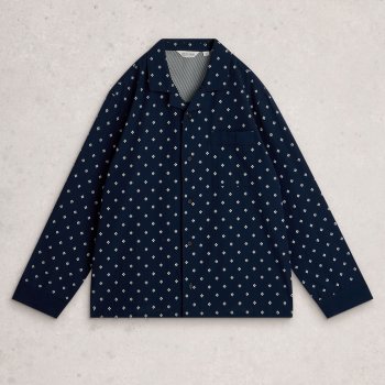 White Stuff Purley Dobby Organic PJ Top - Navy