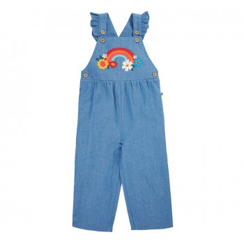 Frugi Mia Rainbow Dungarees - Blue Denim
